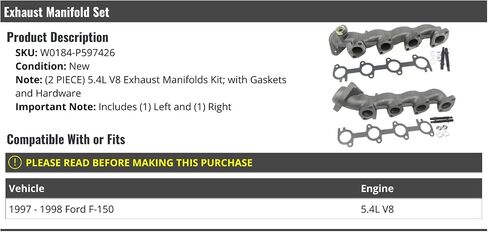 Exhaust Manifold Set of 2 - with Gaskets - Compatible with 1997-1998 Ford F-150 5.4L V8 in Saudi Arabia