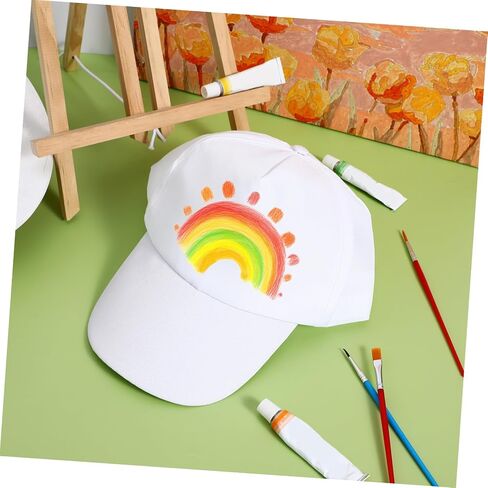 Cabilock 10pcs DIY Baseball Caps for Kids Painting Hats White Hand-Painted Peaked Sports Caps Sun Hat for DIY Painting Hiking Outdoor Activities in Saudi Arabia