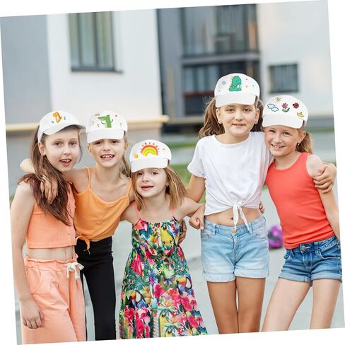 Cabilock 10pcs DIY Baseball Caps for Kids Painting Hats White Hand-Painted Peaked Sports Caps Sun Hat for DIY Painting Hiking Outdoor Activities in Saudi Arabia