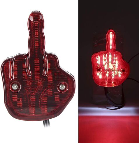 Motorcycle Taillight, 12V LED Motorcycle Taillight Rear Brake Lamp Unique Middle Finger Styling Red in Saudi Arabia