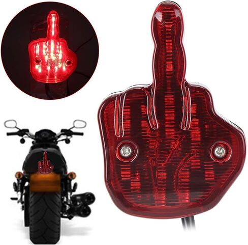 Motorcycle Taillight, 12V LED Motorcycle Taillight Rear Brake Lamp Unique Middle Finger Styling Red in Saudi Arabia