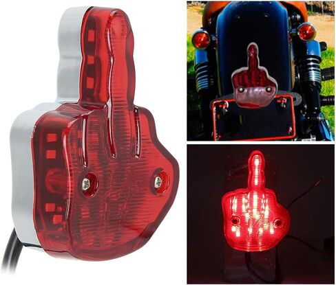 Motorcycle Taillight, 12V LED Motorcycle Taillight Rear Brake Lamp Unique Middle Finger Styling Red in Saudi Arabia
