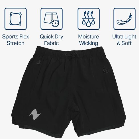 Gym Shorts for Men, Lightweight Men's Athletic Workout Shorts, 2 in 1 with Zipper Pocket - 7 Inch Inseam in Kuwait