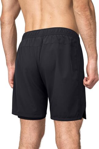 Gym Shorts for Men, Lightweight Men's Athletic Workout Shorts, 2 in 1 with Zipper Pocket - 7 Inch Inseam in Kuwait