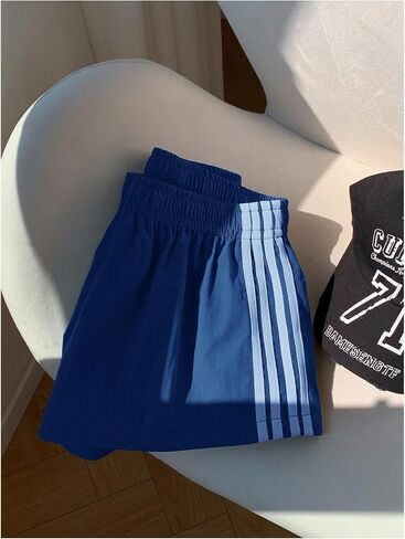 SHENHE Women's Y2k Side Striped Track Shorts Elastic Waist Low Rise Athletic Sports Shorts in Saudi Arabia