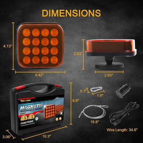 قطعتان من أضواء وامضة كهرمانية قابلة لإعادة الشحن للمركبات، مصابيح LED لاسلكية مغناطيسية للمخاطر القوية، منارة تحذير ضوء الطوارئ للشاحنات والحافلات والجرار والمقطورة كبيرة الحجم 12 فولت/24 فولت in Kuwait