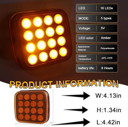 قطعتان من أضواء وامضة كهرمانية قابلة لإعادة الشحن للمركبات، مصابيح LED لاسلكية مغناطيسية للمخاطر القوية، منارة تحذير ضوء الطوارئ للشاحنات والحافلات والجرار والمقطورة كبيرة الحجم 12 فولت/24 فولت in Kuwait