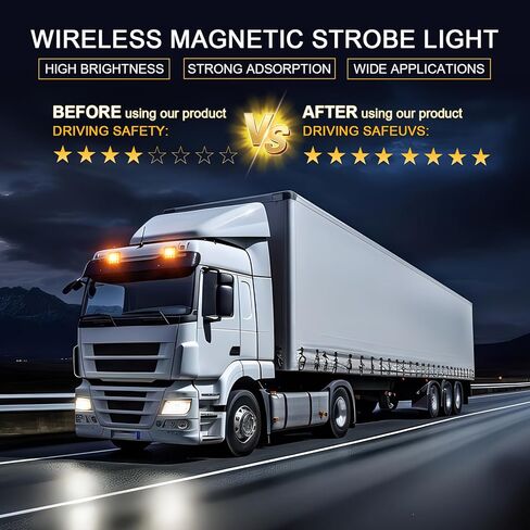 قطعتان من أضواء وامضة كهرمانية قابلة لإعادة الشحن للمركبات، مصابيح LED لاسلكية مغناطيسية للمخاطر القوية، منارة تحذير ضوء الطوارئ للشاحنات والحافلات والجرار والمقطورة كبيرة الحجم 12 فولت/24 فولت in Kuwait