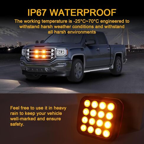 قطعتان من أضواء وامضة كهرمانية قابلة لإعادة الشحن للمركبات، مصابيح LED لاسلكية مغناطيسية للمخاطر القوية، منارة تحذير ضوء الطوارئ للشاحنات والحافلات والجرار والمقطورة كبيرة الحجم 12 فولت/24 فولت in Kuwait