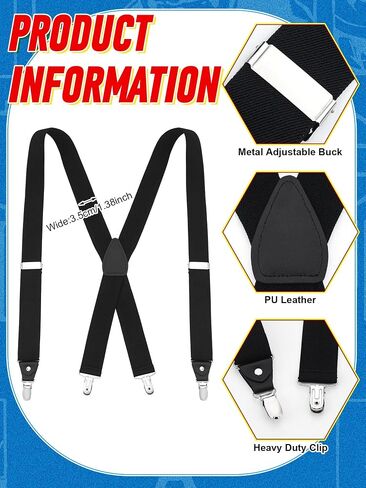 3 Pcs Halloween Classic Cinema Reporter Nerd Cosplay Accessories Set Include Black Nerd Glasses Red Solid Color Tie Formal Necktie Solid Suspender for Boys Men Cosplay Party Dress up in Saudi Arabia