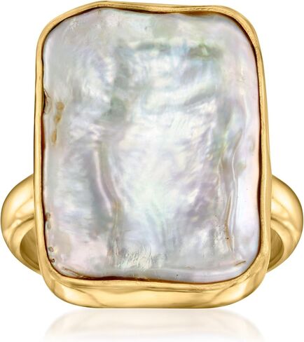 Ross-Simons 14x18mm Cultured Pearl Ring in 18kt Gold Over Sterling in Saudi Arabia
