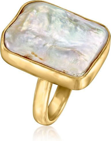 Ross-Simons 14x18mm Cultured Pearl Ring in 18kt Gold Over Sterling in Saudi Arabia