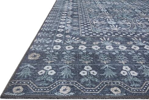 Loloi Rifle Paper Co. Maison Collection MAO-03 Rosette Blue 2'-6" x 7'-6", .19" Pile Height, Runner Rug in Saudi Arabia