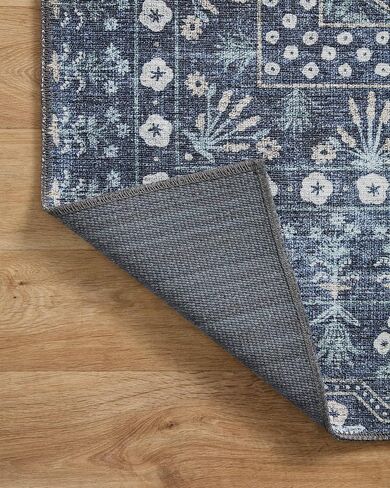 Loloi Rifle Paper Co. Maison Collection MAO-03 Rosette Blue 2'-6" x 7'-6", .19" Pile Height, Runner Rug in Saudi Arabia