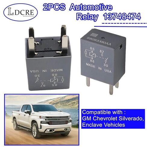 2PCS Automotive Relay 13748474,12V 4-Pin SPDT Compatible with GM Chevrolet Silverado, Enclave Vehicles - Fixes Fuel Pump & P0230/P069E Errors, Replace 13748474 in Saudi Arabia