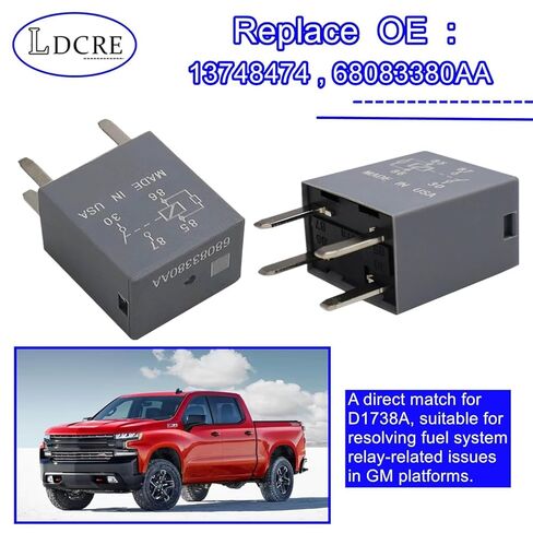 2PCS Automotive Relay 13748474,12V 4-Pin SPDT Compatible with GM Chevrolet Silverado, Enclave Vehicles - Fixes Fuel Pump & P0230/P069E Errors, Replace 13748474 in Saudi Arabia