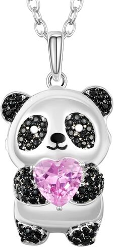 NORBU 3D Animal Necklace for Little Girls Women, Cubic Zirconia Kitty Cat Dog Panda Dolphin Pendant, Girls' Jewelry Gift for Birthday Christmas in Saudi Arabia
