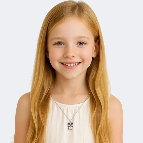 NORBU 3D Animal Necklace for Little Girls Women, Cubic Zirconia Kitty Cat Dog Panda Dolphin Pendant, Girls' Jewelry Gift for Birthday Christmas in Saudi Arabia