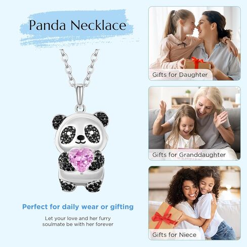 NORBU 3D Animal Necklace for Little Girls Women, Cubic Zirconia Kitty Cat Dog Panda Dolphin Pendant, Girls' Jewelry Gift for Birthday Christmas in Saudi Arabia