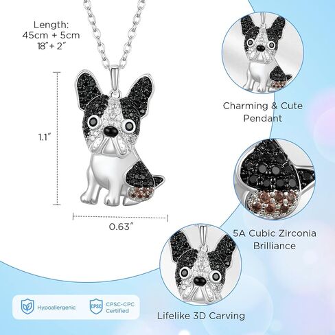 NORBU 3D Animal Necklace for Little Girls Women, Cubic Zirconia Kitty Cat Dog Panda Dolphin Pendant, Girls' Jewelry Gift for Birthday Christmas in Saudi Arabia