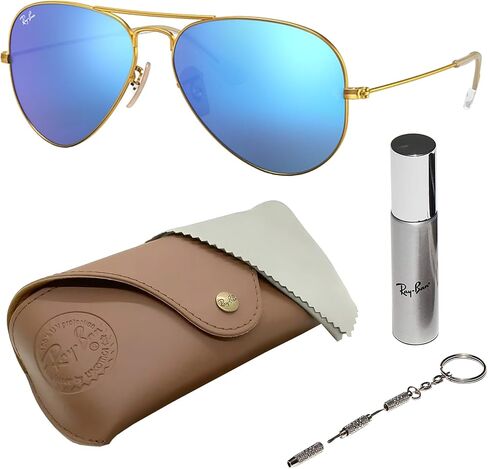 Ray-Ban RB3025 AVIATOR FLASH LENSES Pilot Shaped Sunglasses for Men & Women with Official RAYBAN Eyewear Kit in Saudi Arabia