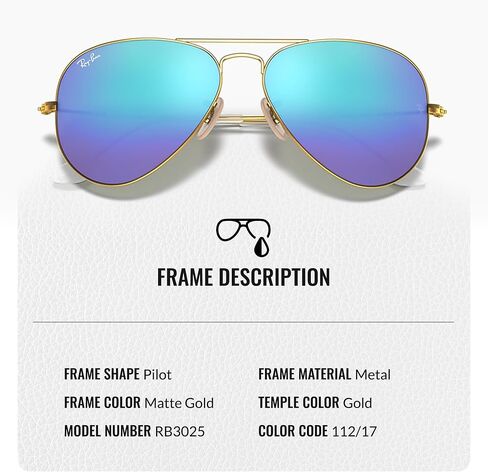Ray-Ban RB3025 AVIATOR FLASH LENSES Pilot Shaped Sunglasses for Men & Women with Official RAYBAN Eyewear Kit in Saudi Arabia
