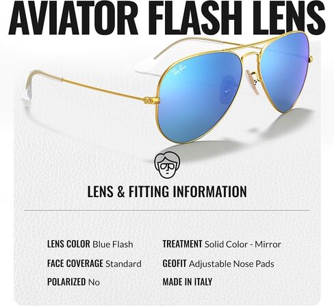 Ray-Ban RB3025 AVIATOR FLASH LENSES Pilot Shaped Sunglasses for Men & Women with Official RAYBAN Eyewear Kit in Saudi Arabia