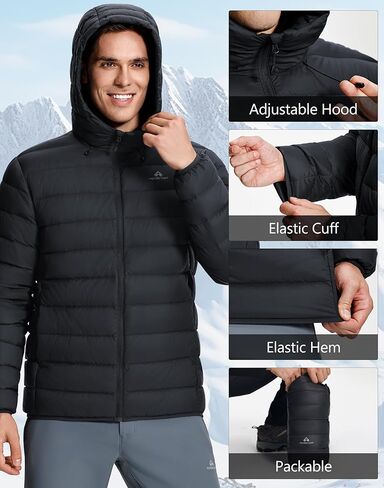 Pioneer Camp Men's Down Puffer Jacket with Hood Lightweight Packable Warm Insulated Thermal Puffy Winter Coat Ski Travel in Saudi Arabia