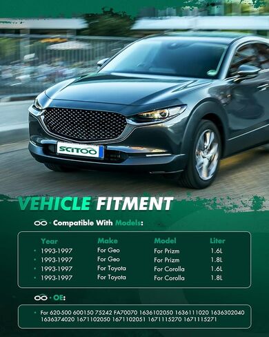 مجموعة مروحة تبريد مكثف مشعاع المحرك SCITOO متوافقة مع Toyota & Geo Models، لـ Corolla 1993-1997، لـ Prizm 1993-1997 1.6L 1.8L، رقم OE: 620-500 600150 in Saudi Arabia