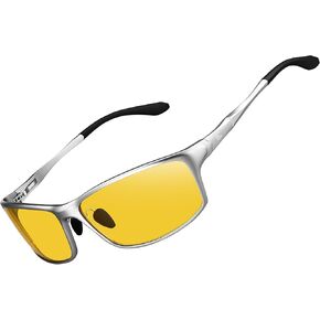 نظارات الرؤية الليلية BIRCEN للقيادة: نظارات ليلية معدنية صفراء مضادة للتوهج من Al-Mg تقلل من إجهاد العين للسائقين والثلج المطر in Kuwait