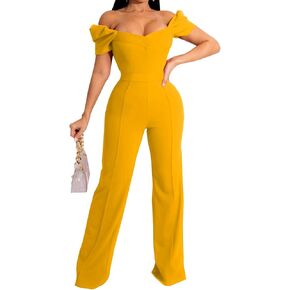 Women’s Summer Jumpsuit Elegant Short Sleeve Long Wide Leg Pants Dressy Clubwear Party Outfit in Saudi Arabia
