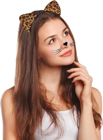 NESTRE Leopard Ears Headband,Furry Cheetah Leopard Print Cat Ears Headband for Halloween Costume Cosplay Accessories in Kuwait