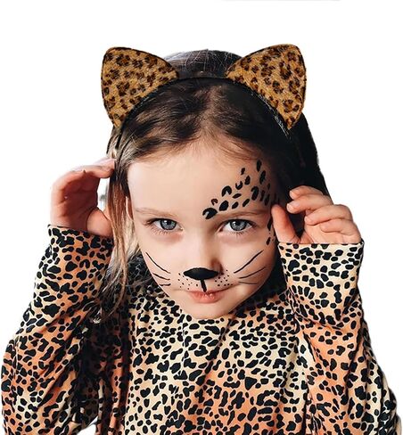 NESTRE Leopard Ears Headband,Furry Cheetah Leopard Print Cat Ears Headband for Halloween Costume Cosplay Accessories in Kuwait