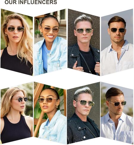 SOJOS Retro Vintage Rectangle Polarized Sunglasses Mens Womens Classic UV400 Metal Sunnies SJ1215 in Saudi Arabia