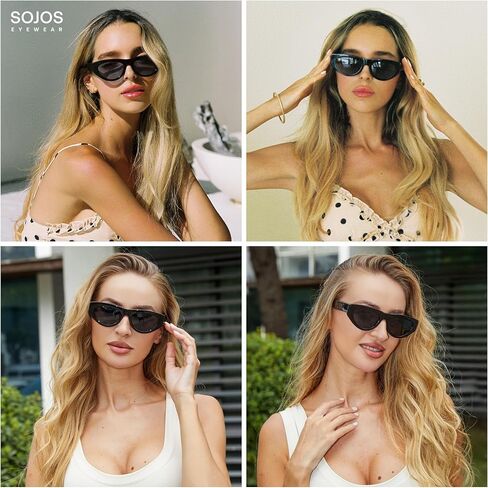 نظارات شمسية مستقطبة عصرية من SOJOS للسيدات، نظارات شمسية كلاسيكية كلاسيكية 90s لطيفة على شكل عين القطة SJ2614 in Kuwait