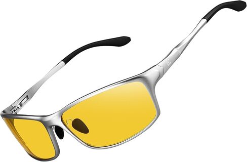 نظارات الرؤية الليلية BIRCEN للقيادة: نظارات ليلية معدنية صفراء مضادة للتوهج من Al-Mg تقلل من إجهاد العين للسائقين والثلج المطر in Kuwait