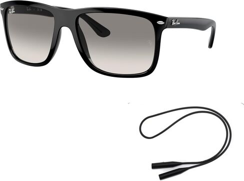 Ray-Ban RB4547F Sunglasses Bundle: RB 4547F 601/32 Boyfriend Two Black Clear Grad and Universal Anti-slip Silicone Leash in Saudi Arabia