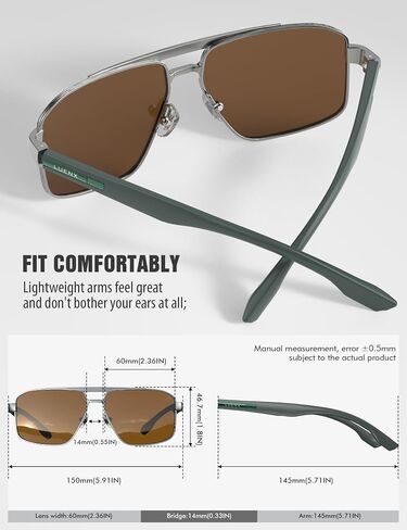 LUENX Aviator Sunglasses for Men Women, Polarized Square Polygon Retro Sun Glasses Driving Shades - UV 400 Protection in Kuwait