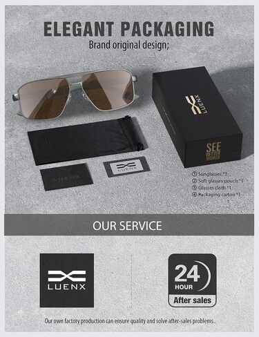 LUENX Aviator Sunglasses for Men Women, Polarized Square Polygon Retro Sun Glasses Driving Shades - UV 400 Protection in Kuwait