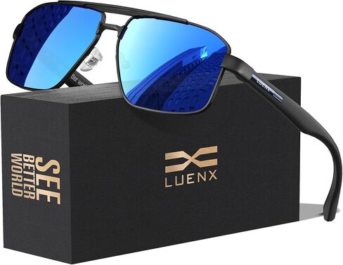نظارات شمسية LUENX Aviator للرجال والنساء، نظارات شمسية مستقطبة مربعة الشكل بتصميم ريترو - حماية من الأشعة فوق البنفسجية 400 in Kuwait