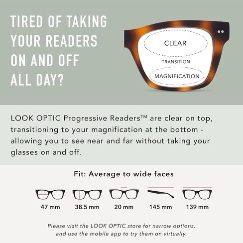 LOOK OPTIC Cosmo Progressive Reader-Stylish Unisex Reading Glasses, Prescription-Quality in Kuwait