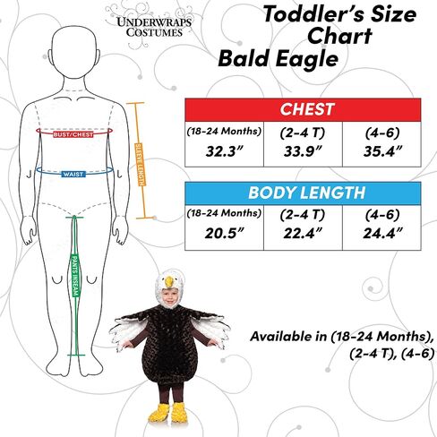 UNDERWRAPS Cute Bald Eagle Three Piece Toddler Costume - Bald Eagle Costume for Kids in Saudi Arabia