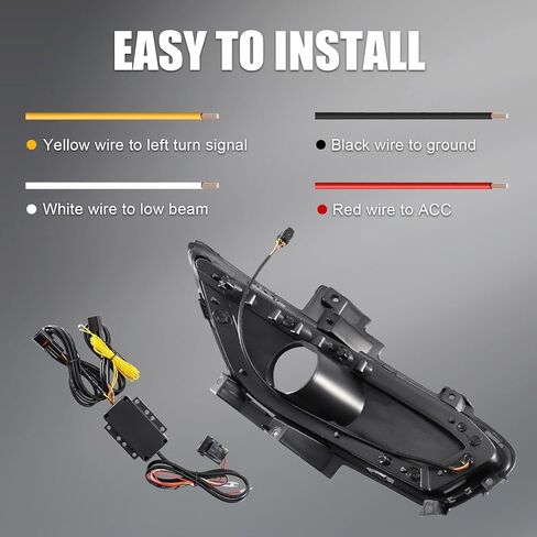 LED Front Bumper White Daytime Running Lights (DRL) Amber Turn Signal Lights Blue Low Beam Headlights Fog Lights Compatible with Ford Fusion 2013-2016 in Kuwait