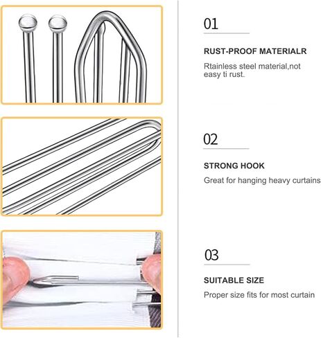 Curtain Rings, Curtain Pleat Hooks 30Pcs 3" Bearing Pinch Pleat Curtain Hooks Metal Drapery Hooks 4 Prongs Pinch Pleat Hook Clips, Sturdy Curtain Hooks for Window, Door in Saudi Arabia