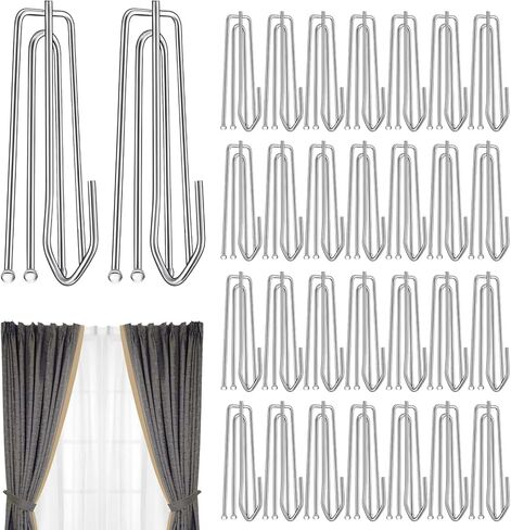 Curtain Rings, Curtain Pleat Hooks 30Pcs 3" Bearing Pinch Pleat Curtain Hooks Metal Drapery Hooks 4 Prongs Pinch Pleat Hook Clips, Sturdy Curtain Hooks for Window, Door in Saudi Arabia