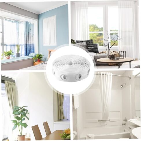 Curtain Rings, Curtain Heading Tape 10m 60 Holes 42mm Round Curtain Header Tape Anti-UV Folding Polypropylene Cloth Drapery Grommet Tape for Home Office in Saudi Arabia