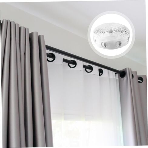 Curtain Rings, Curtain Heading Tape 10m 60 Holes 42mm Round Curtain Header Tape Anti-UV Folding Polypropylene Cloth Drapery Grommet Tape for Home Office in Saudi Arabia