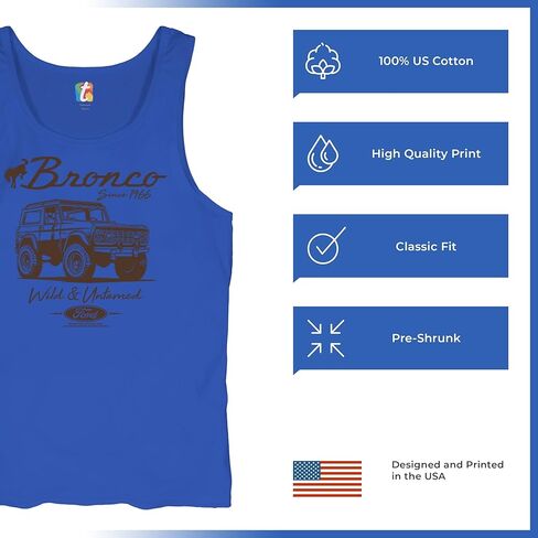 Ford Bronco Wild and Untamed Since 1966 Tank Top Vintage Off-Road 4x4 Adventure Retro Truck Licensed Men's Top in Saudi Arabia