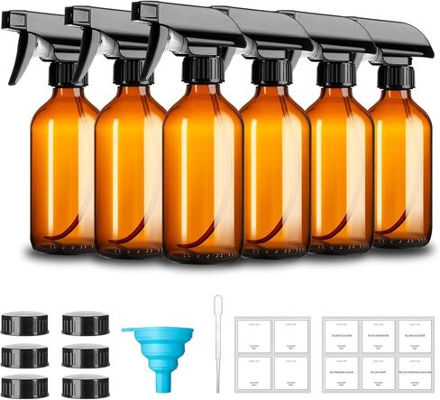 8oz Amber Glass Spray Bottles,3 Pack Glass Spray Bottles Refillable Empty Bottle with Adjustable Nozzle,Spray Bottle for Essential Oils,Cleaning Solutions,Pets,Hair Mister,Gardening in Saudi Arabia