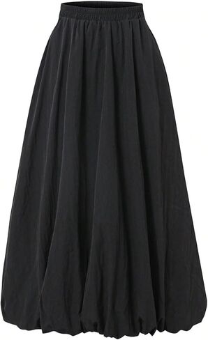 تنورة Verdusa النسائية على شكل حرف A ذات فقاعات كاجوال أنيقة مكشكشة وتنانير طويلة واسعة مع جيوب in Kuwait